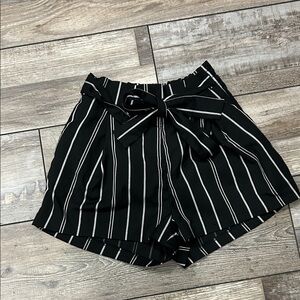 Black and White Striped Women's Shorts